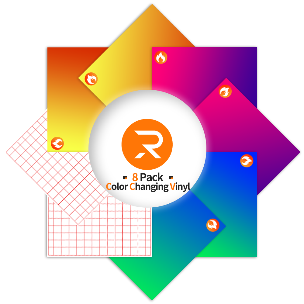 Hot Color Changing Adhesive Vinyl Bundle - 12" x 10" 8 pack