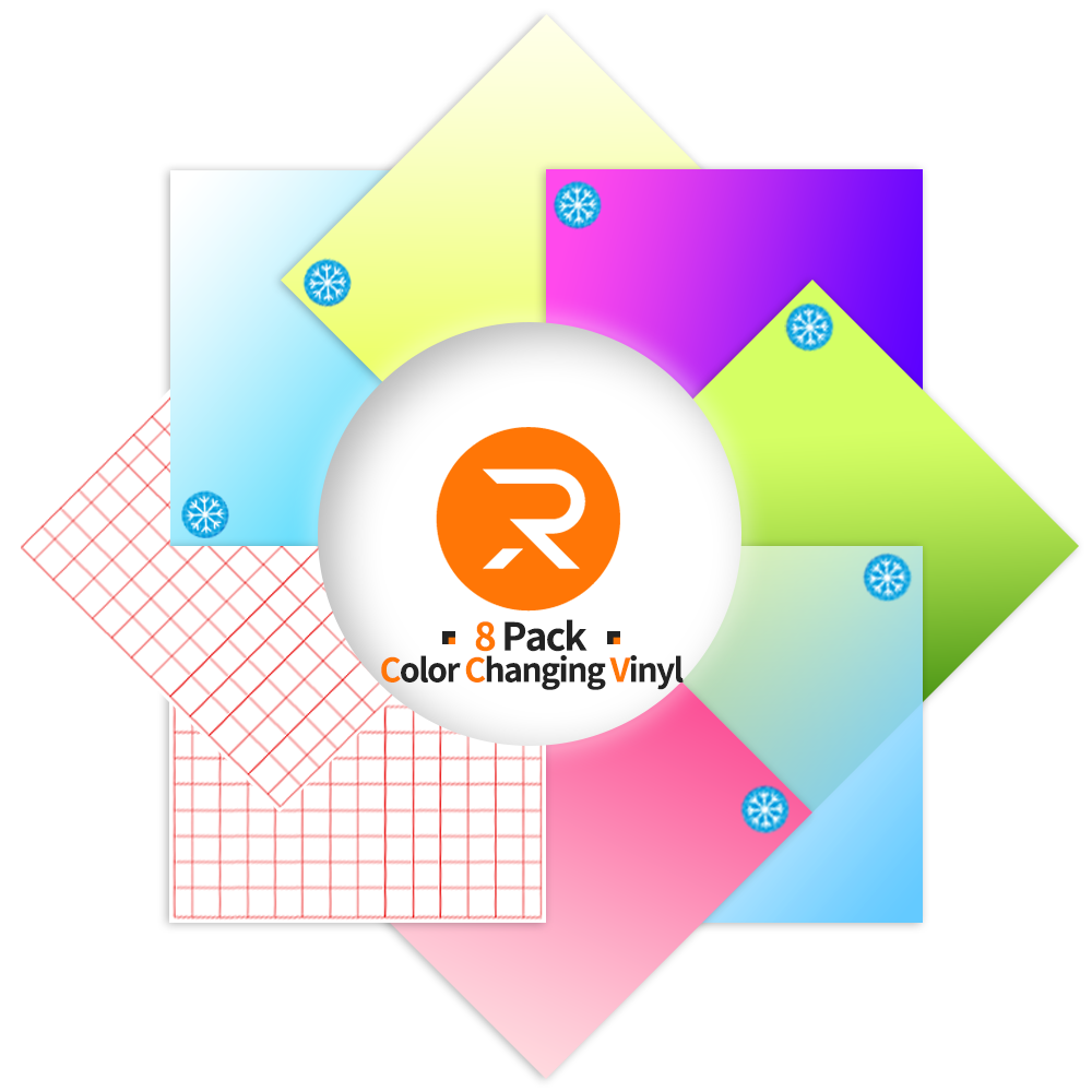 Cold Color Changing Adhesive Vinyl Bundle - 12" x 10" 8 pack