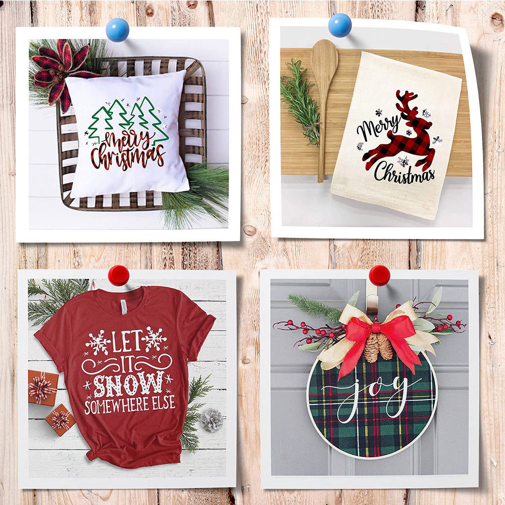 Buffalo Plaid Patterned HTV Vinyl Sheet Bundle - 12"x 10" 15 Packs(7 Assorted Colors)