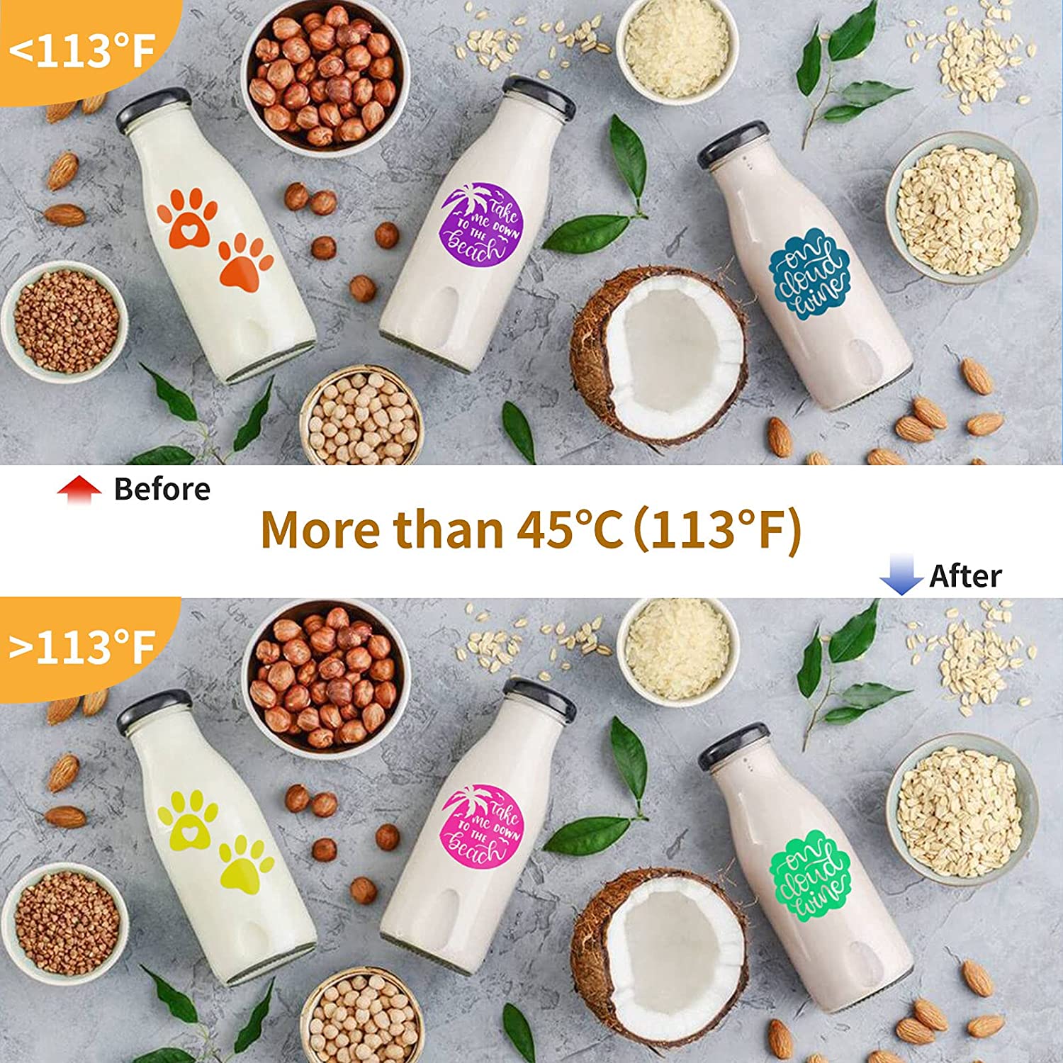 Hot Color Changing Adhesive Vinyl Bundle - 12" x 10" 8 pack