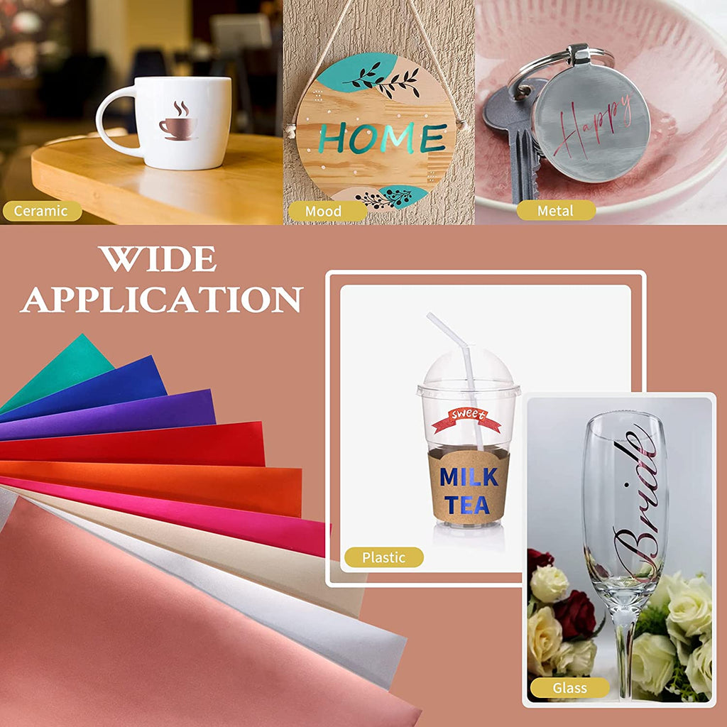 Matte Metallic Adhesive Vinyl Bundle - 12" x 12" 9 Pack （9 Assorted Colors）