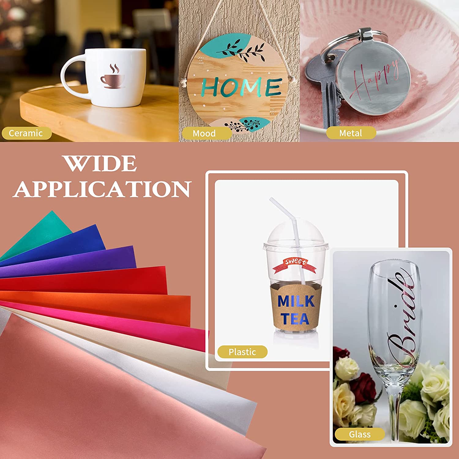 Matte Metallic Adhesive Vinyl Bundle - 12" x 12" 9 Pack （9 Assorted Colors）