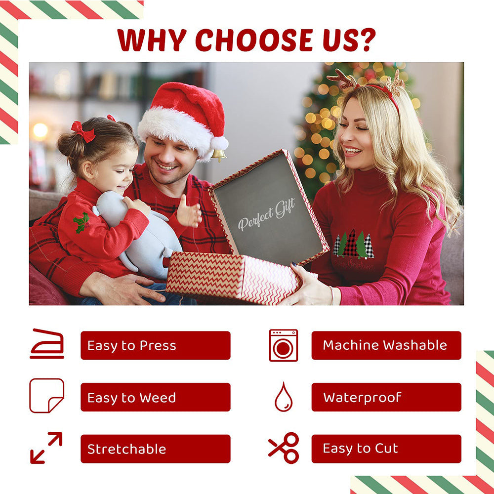 Buffalo Plaid Patterned HTV Vinyl Sheet Bundle - 12"x 10" 15 Packs(7 Assorted Colors)