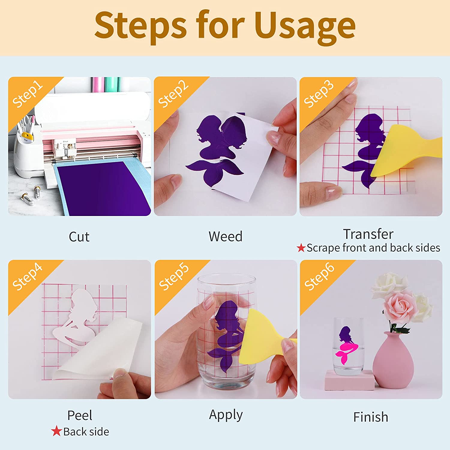 Hot Color Changing Adhesive Vinyl Bundle - 12" x 10" 8 pack