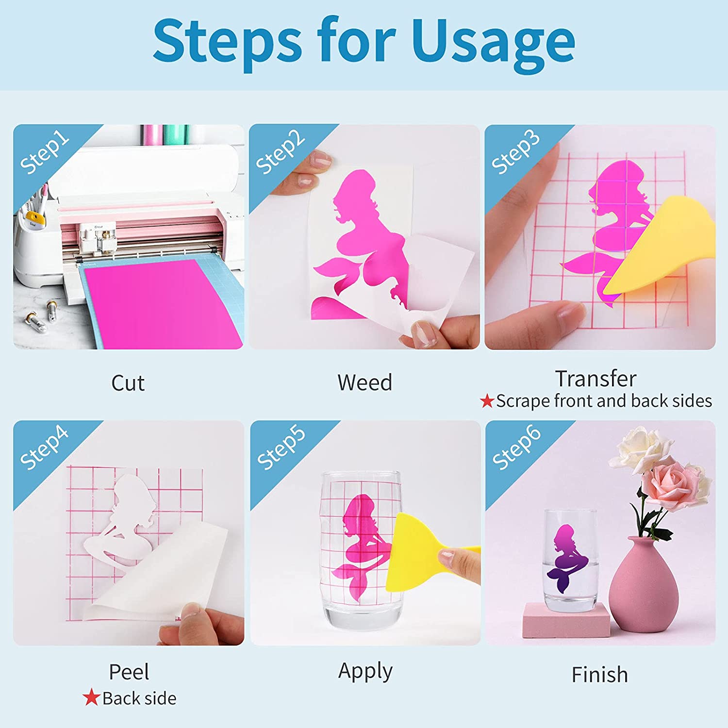 Cold Color Changing Adhesive Vinyl Bundle - 12" x 10" 8 pack