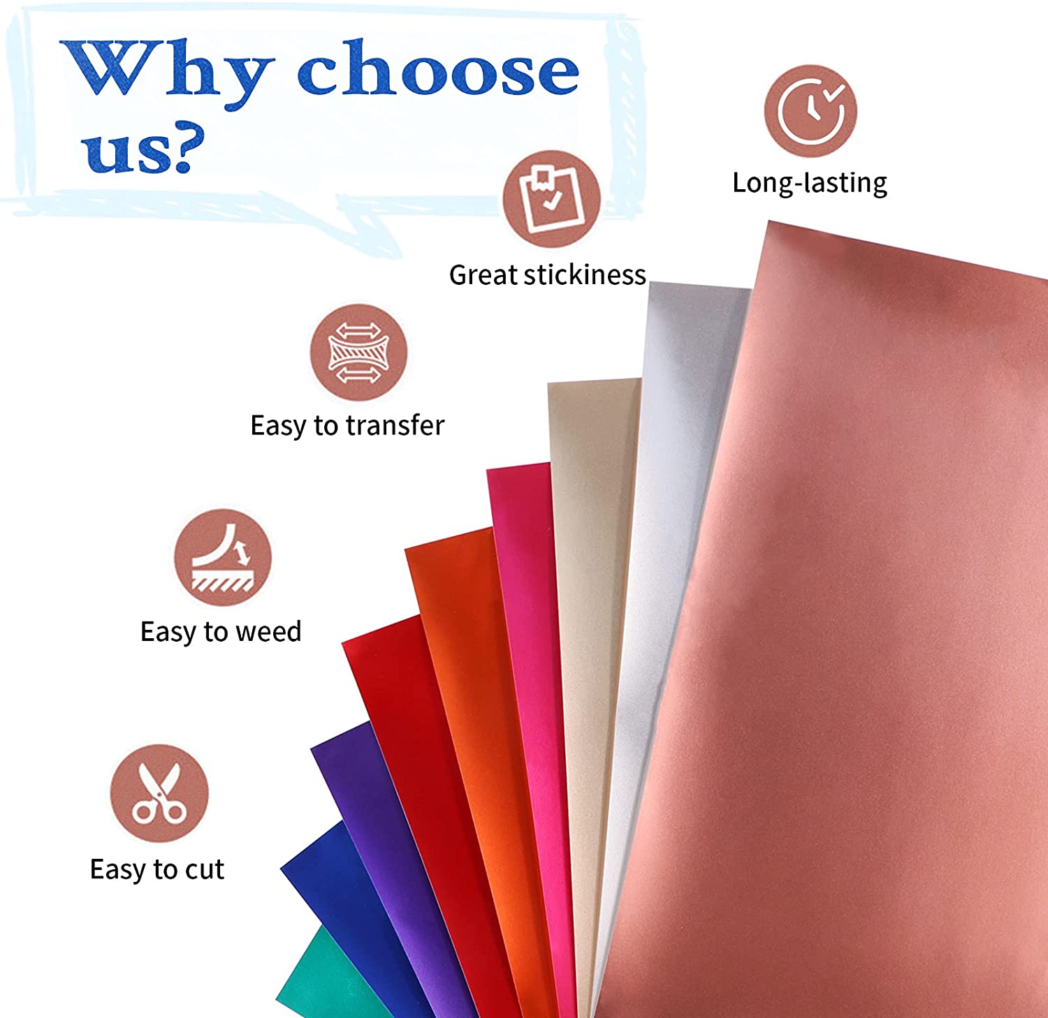 Matte Metallic Adhesive Vinyl Bundle - 12" x 12" 9 Pack （9 Assorted Colors）