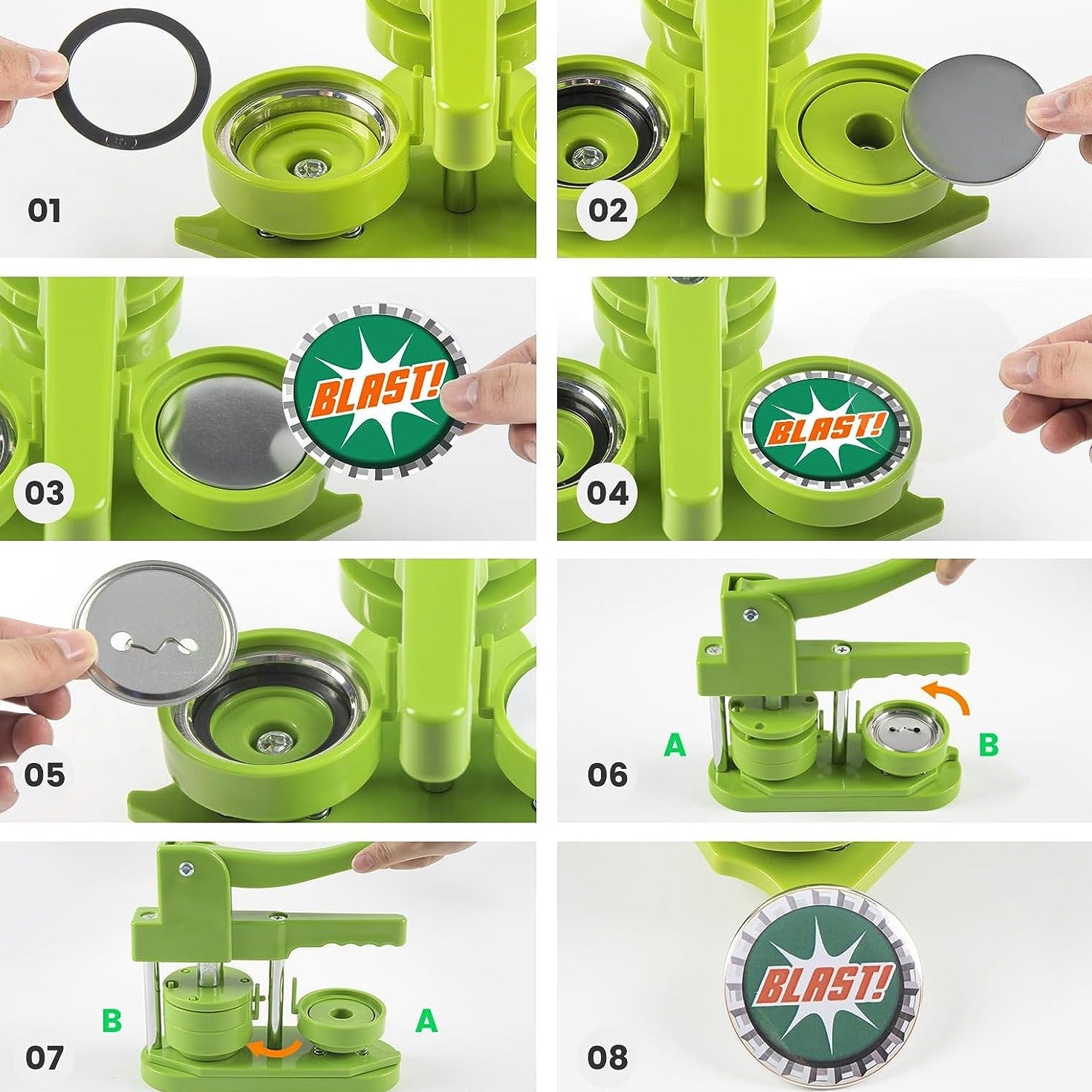 Button Maker Machine 58mm with 110pcs Button Supplies For Free- No Need to Install Pin Maker