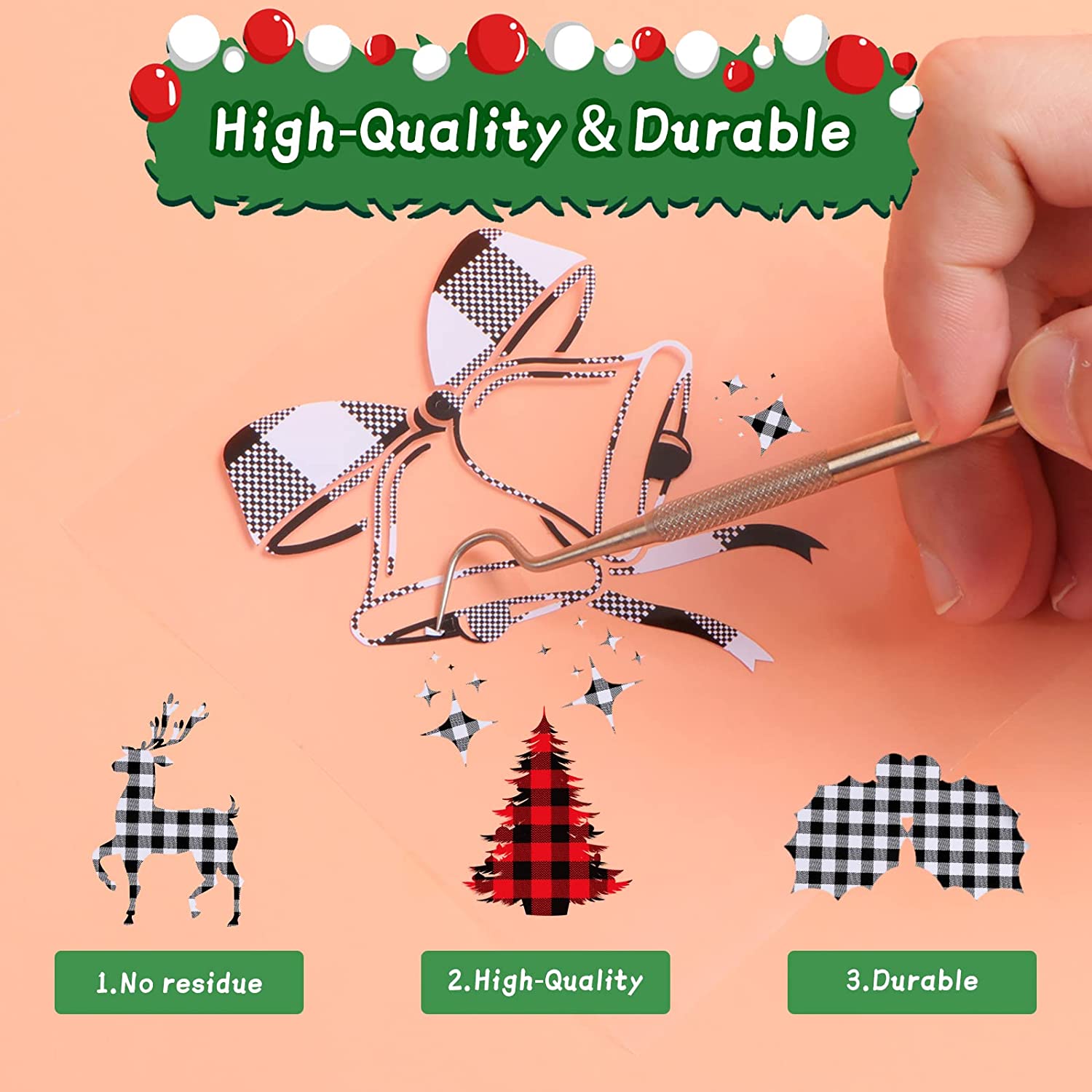 Buffalo Plaid Permanent Adhesive Vinyl Roll - 12" x 5FT（2 colors）