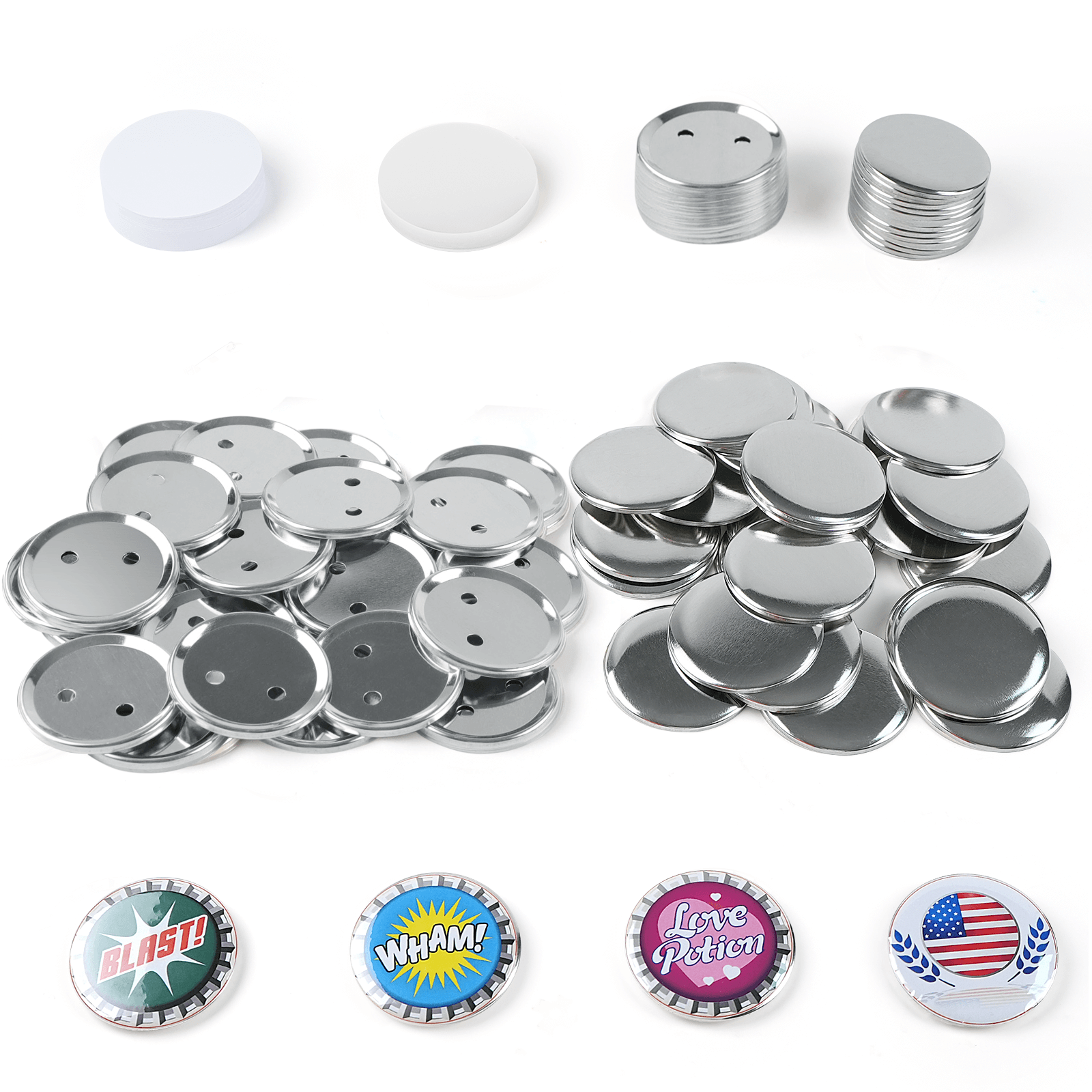 400 Pcs Metal Blank Button Supplies 58mm/2.25 inch