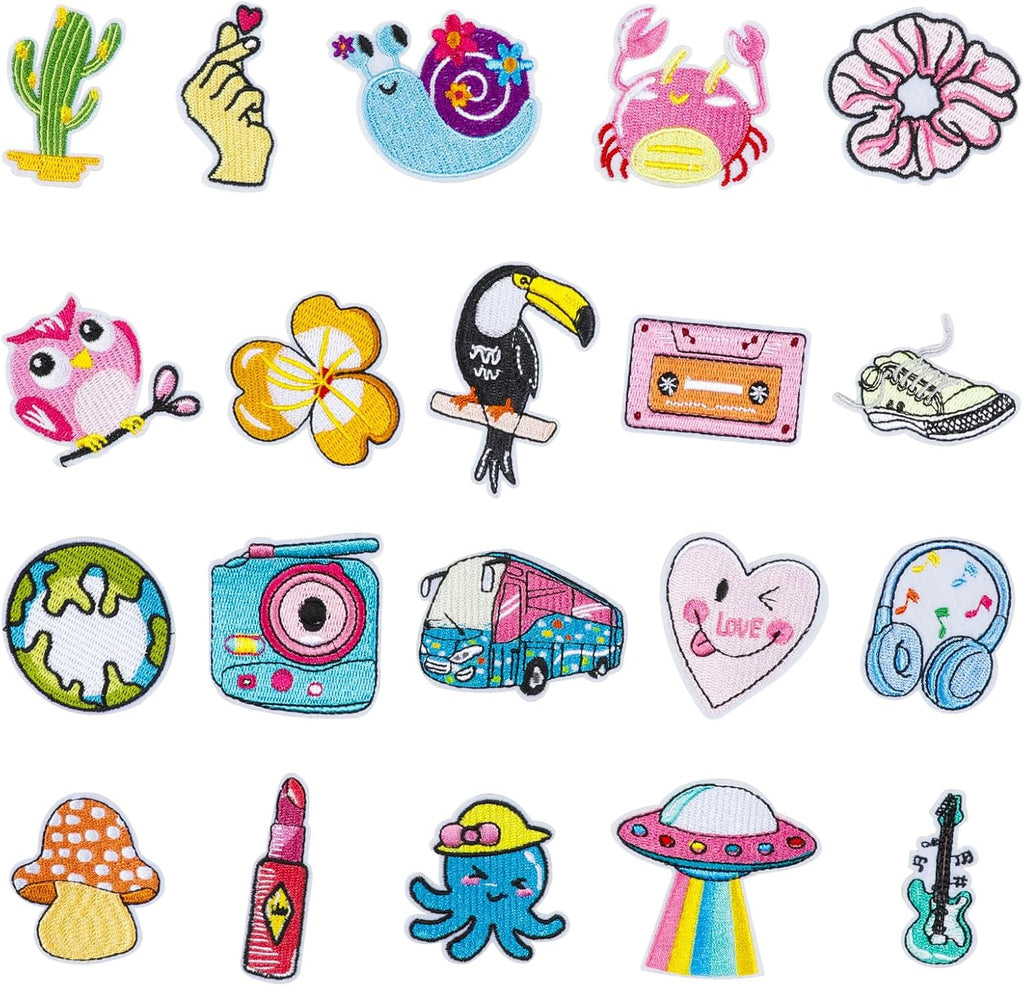 20 Pack Embroidered Iron-On Repair Patches for Clothes