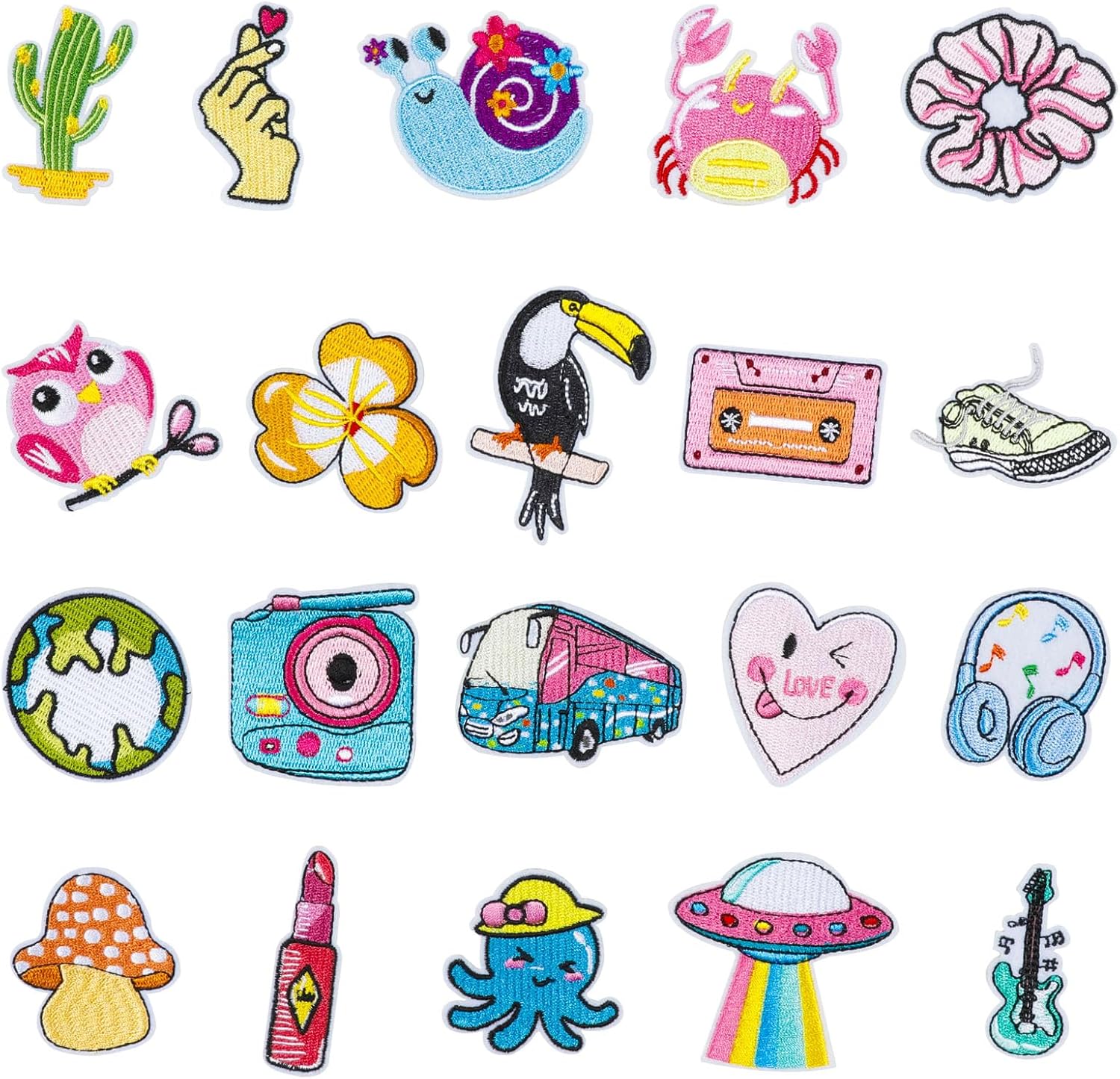 20 Pack Embroidered Iron-On Repair Patches for Clothes