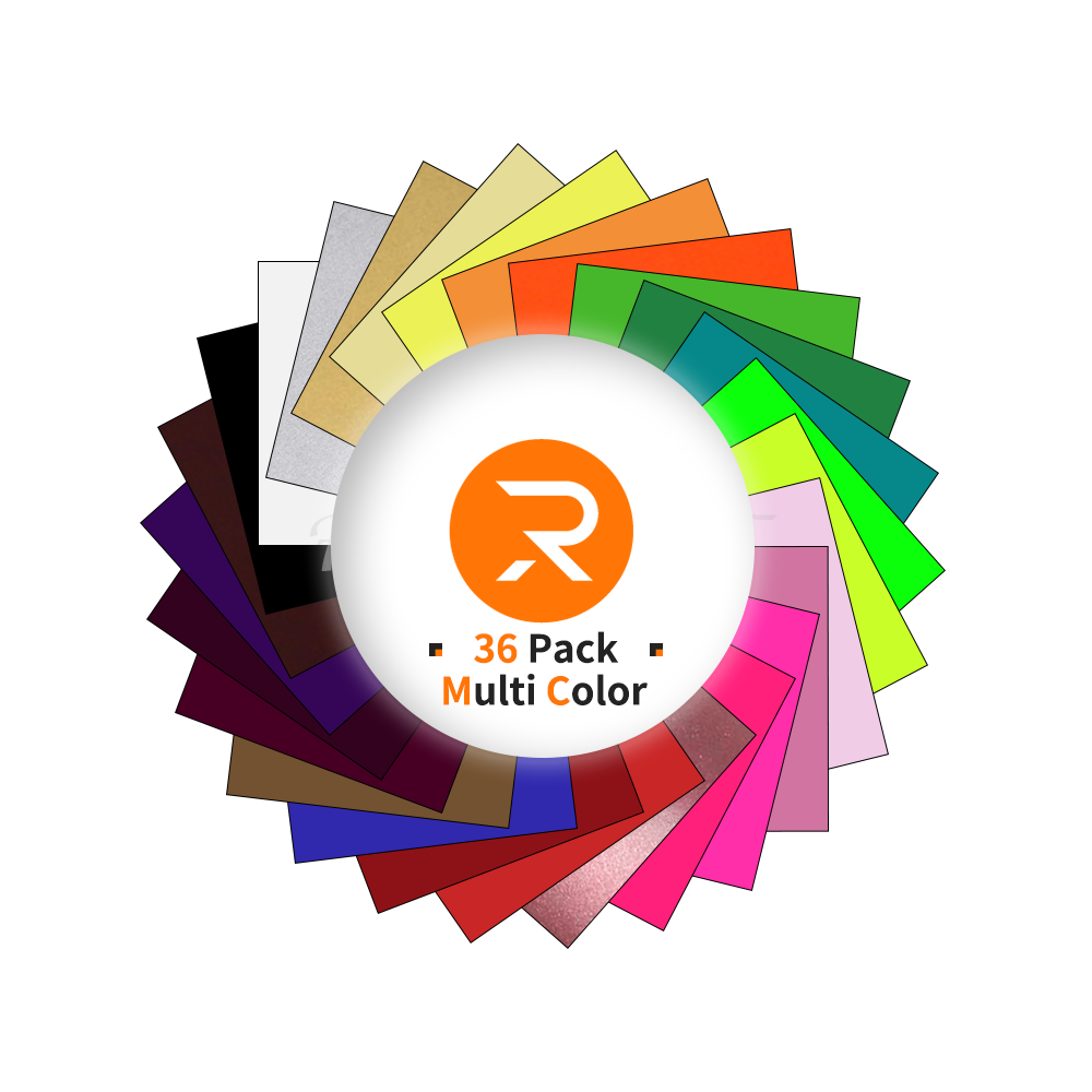 Heat Transfer Vinyl Bundle - 12" x 10" 36 Pack（26 Colors）