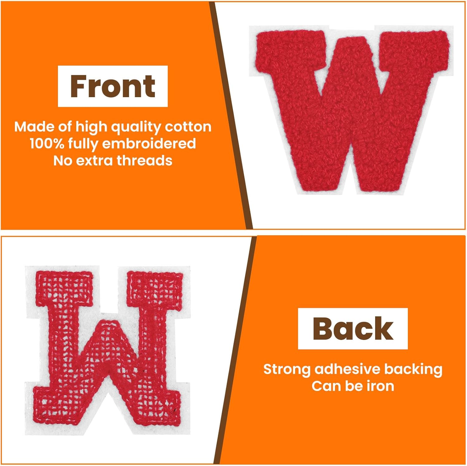 52 Pack Iron-On Chenille Letter Patches for Clothes