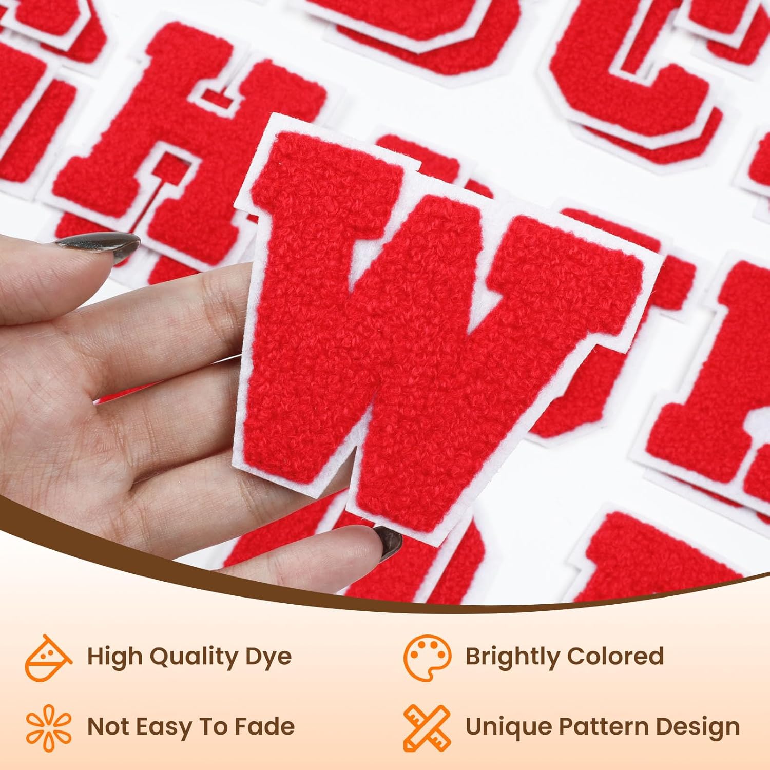 52 Pack Iron-On Chenille Letter Patches for Clothes