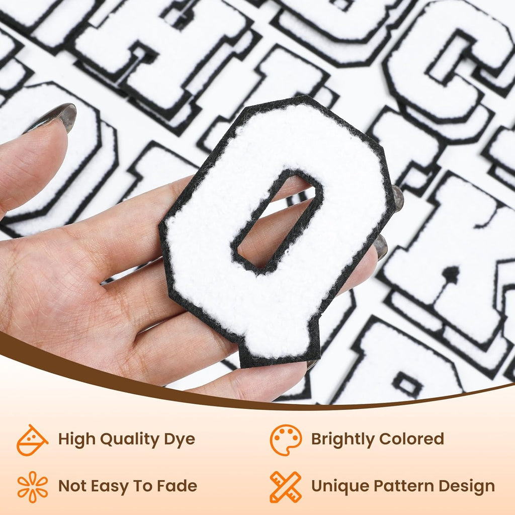 52 Pack Iron-On Chenille Letter Patches for Clothes